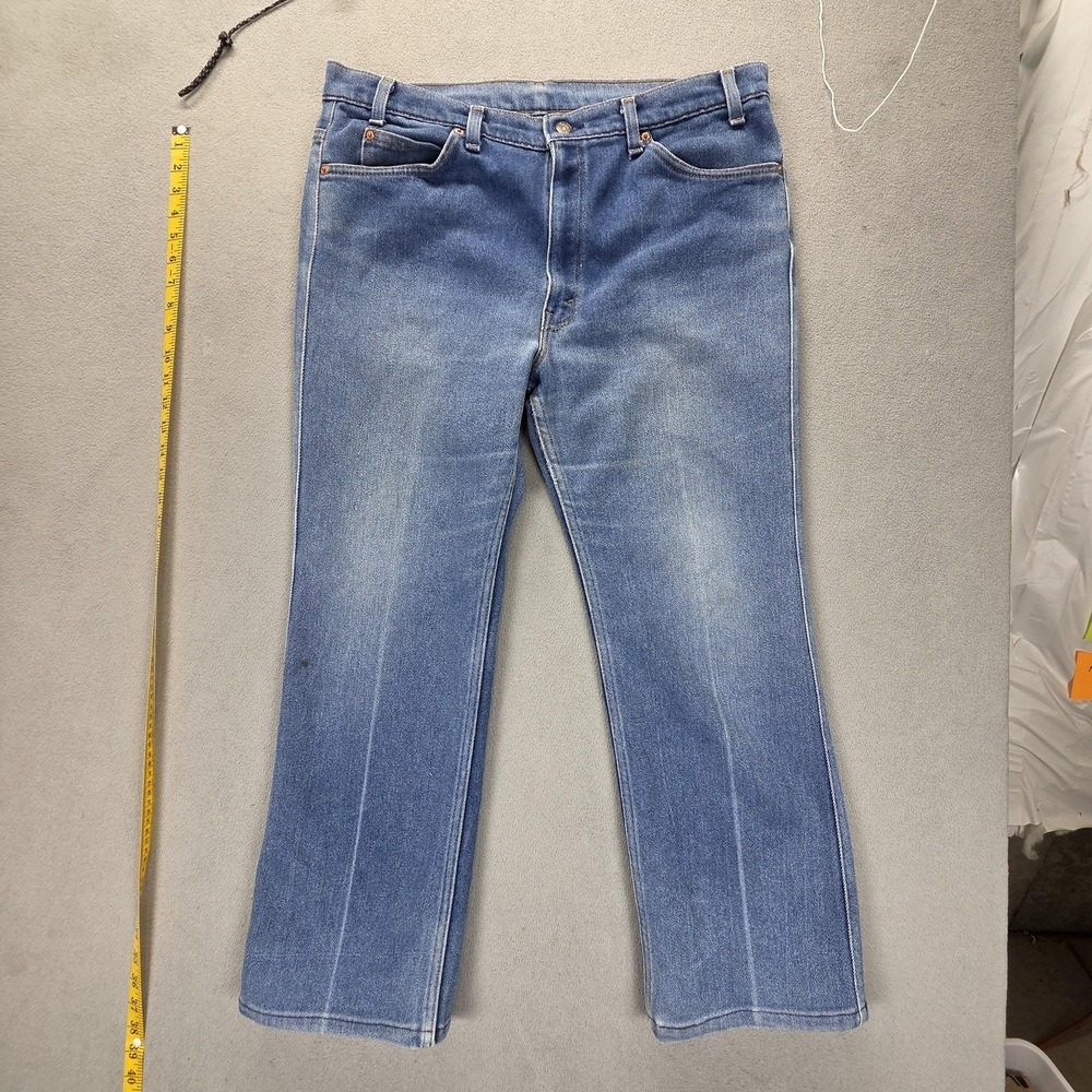 VTG Levis 517 Jeans Mens Blue Med Wash Bootcut Made USA Zip Fly Denim Fits 36x26
